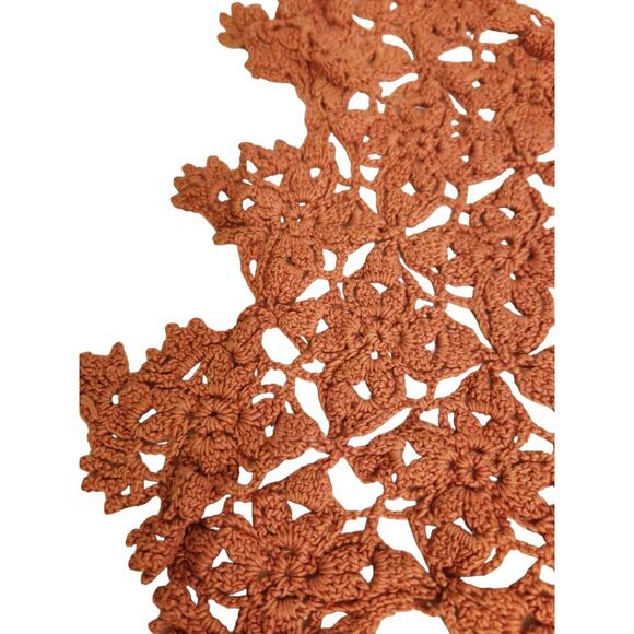 VTG HAND CROCHETED XL 24" MAUVE DOILY PINK FLOWER TABLE RUNNER DRESSER SCARF - Picture 2 of 6